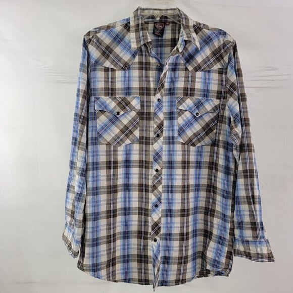 Sportier Men’s Western Wear Pearl Snap Button Down Plaid Shirt - Medium - Picture 1 of 14